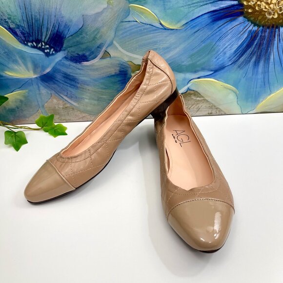 Agl Naomi Natural Quilted Cap Toe Ballet Flat Size 38.5 / US 8.5 - Picture 7 of 13